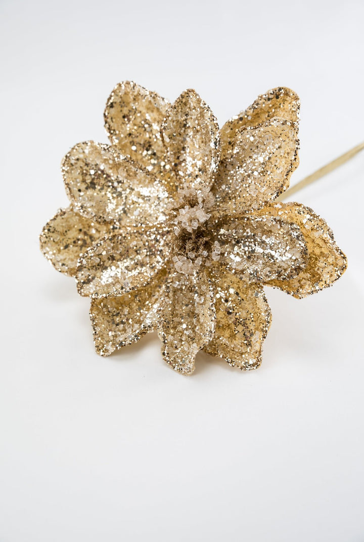 Jeweled and beaded magnolia stem - gold - Greenery MarketXg903 - go