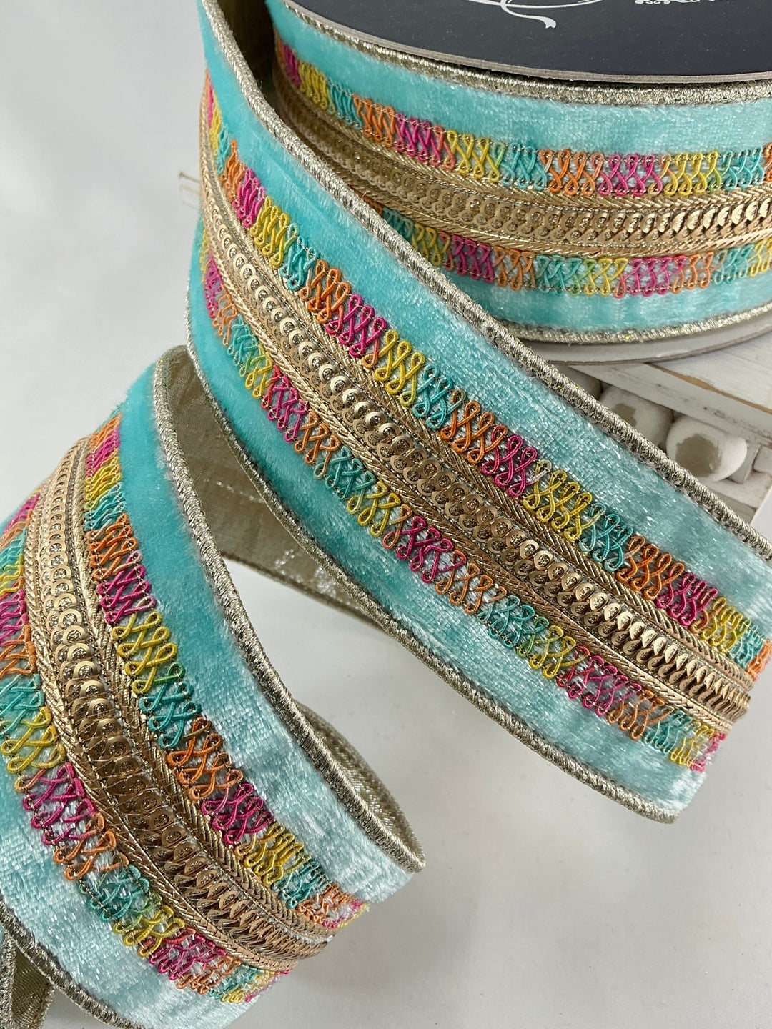 Light blue sherbet shimmer velvet 2.5” farrisilk wired ribbon - Greenery MarketRibbons & TrimRk646 - 80