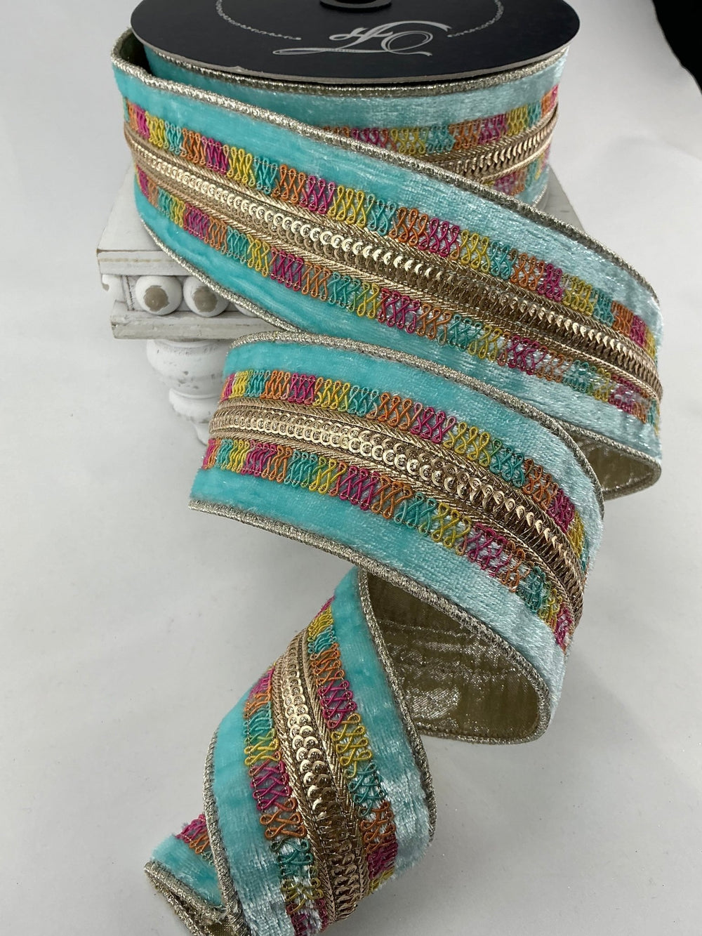 Light blue sherbet shimmer velvet 2.5” farrisilk wired ribbon - Greenery MarketRibbons & TrimRk646 - 80