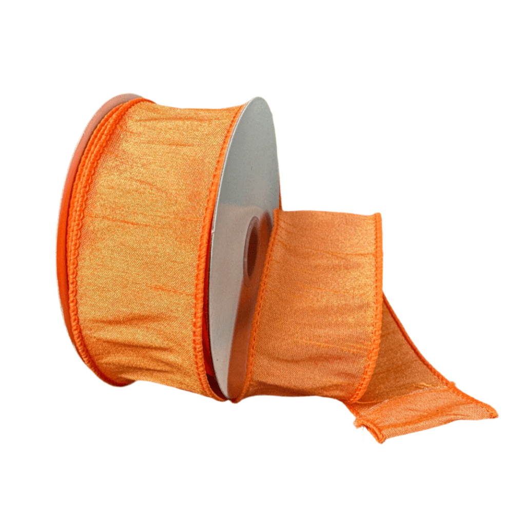 Light orange solid wired faux dupioni 1.5” - Greenery MarketWired ribbon72434 - 09 - 23