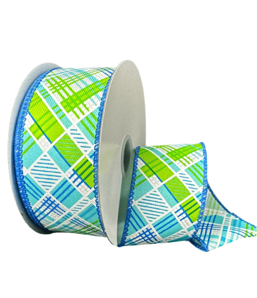Lime Green And Blue Wired Ribbon, 1.5” - Greenery Marketwired ribbon41523 - 09 - 25