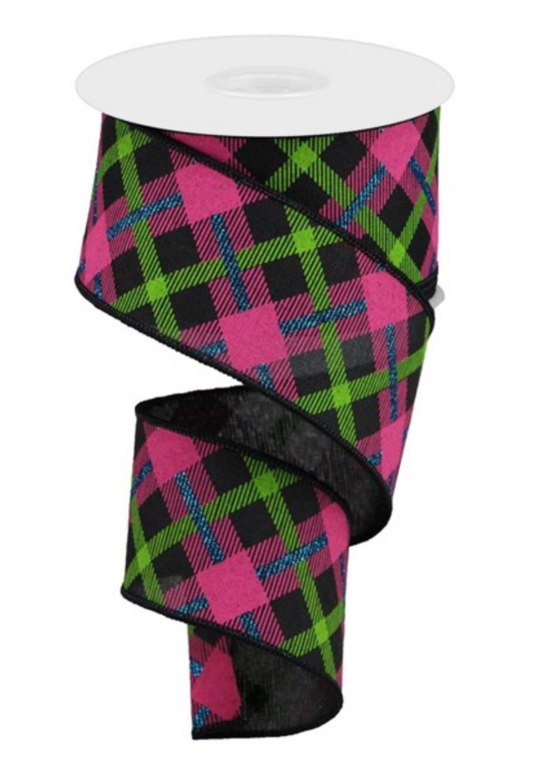 Lime green and pink wired ribbon, 2.5” - Greenery MarketWired ribbonRGA143302