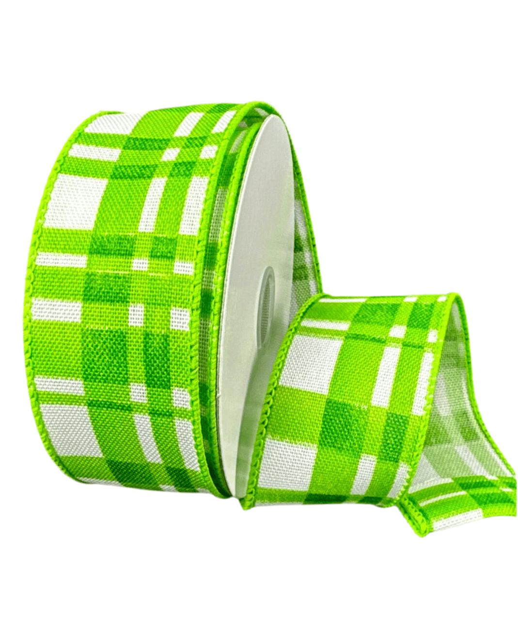 Lime Green Plaid Wired Ribbon, 1.5” - Greenery Marketwired ribbon41546 - 09 - 09