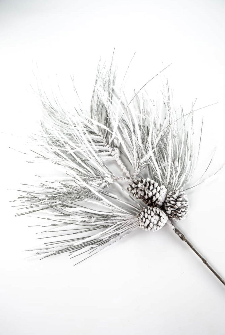 Long needle pine spray with snow - Greenery MarketX1799