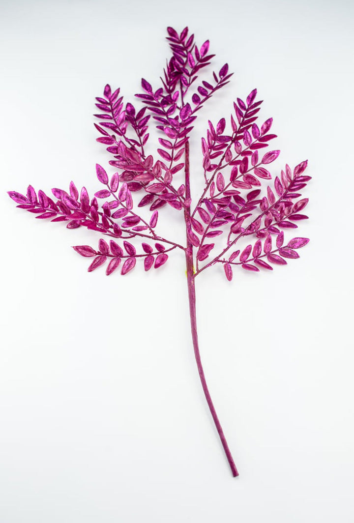 Magenta Glitter Fern leaf Spray - Greenery MarketWreath attachments86009BT