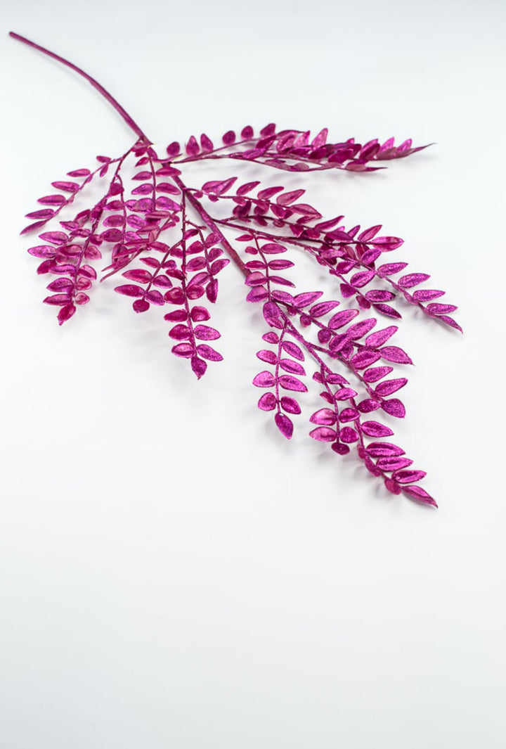 Magenta Glitter Fern leaf Spray - Greenery MarketWreath attachments86009BT