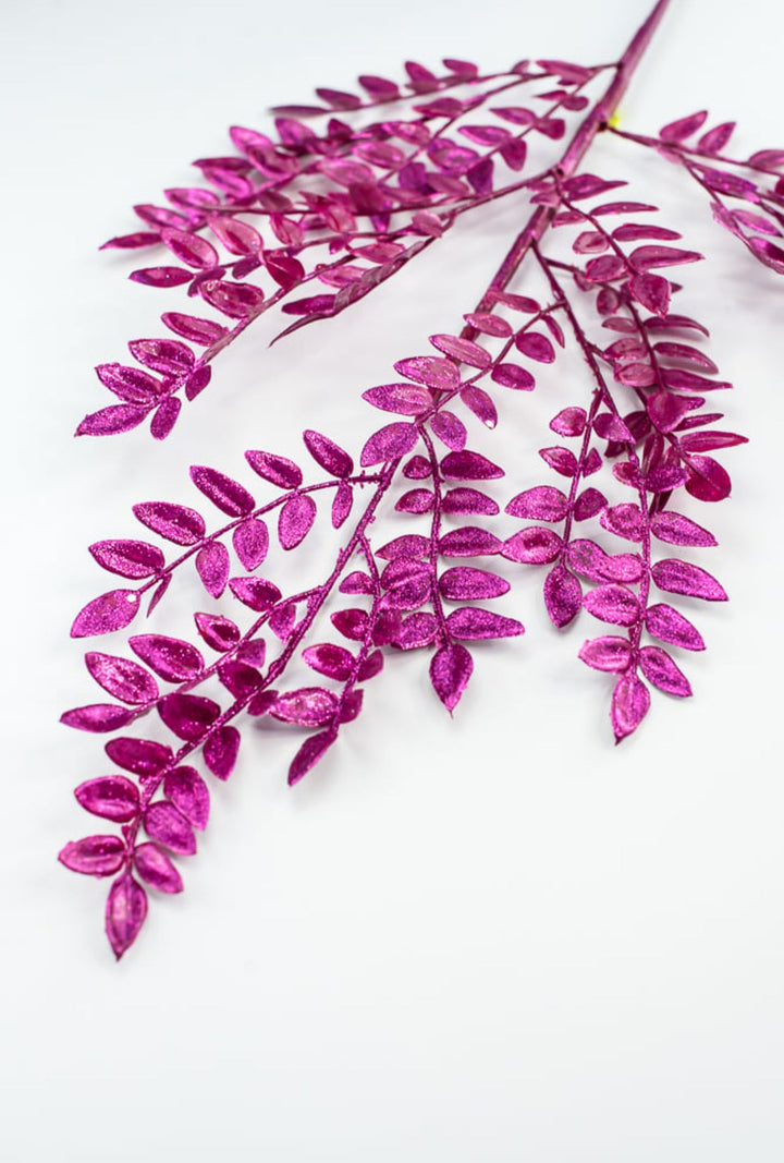 Magenta Glitter Fern leaf Spray - Greenery MarketWreath attachments86009BT