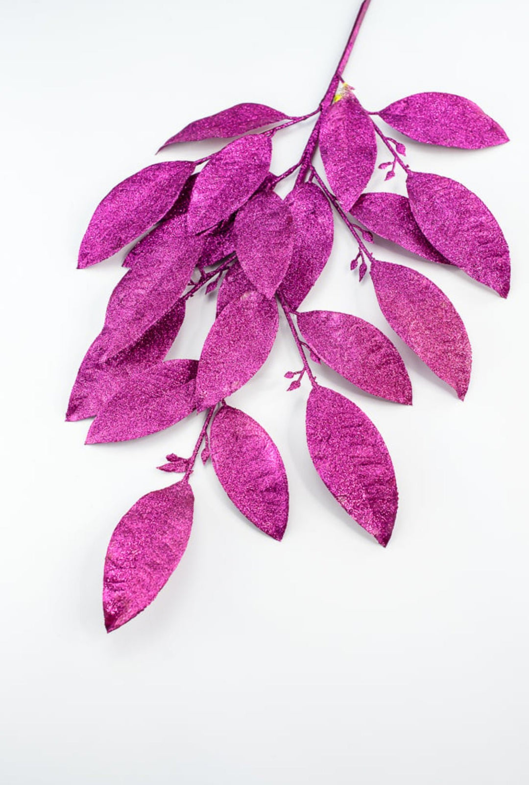 Magenta Glitter Leaves Spray - Greenery MarketWreath attachments86008BT
