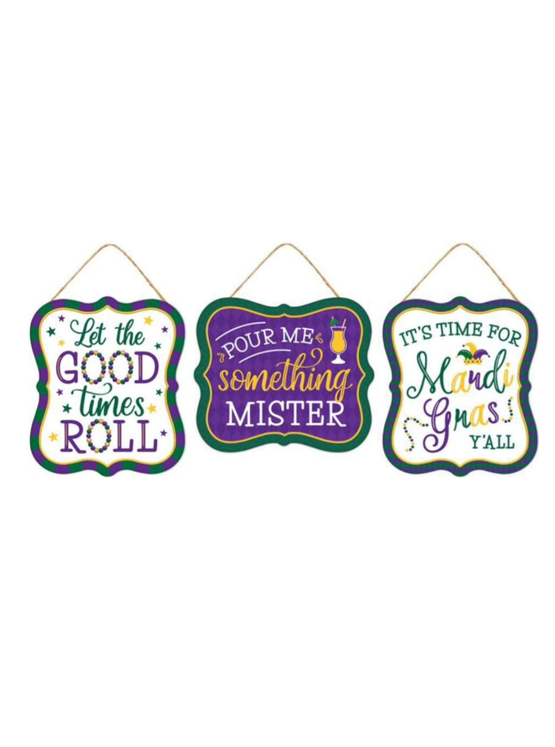 Mardi Gras metal signs x 3 - Greenery MarketsignsMD1040