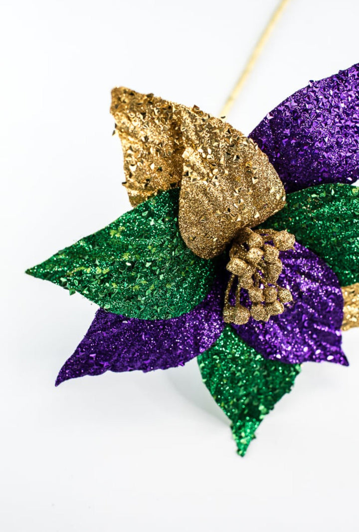 Mardi Gras poinsettia with glitter - Greenery MarketPicksHG3268