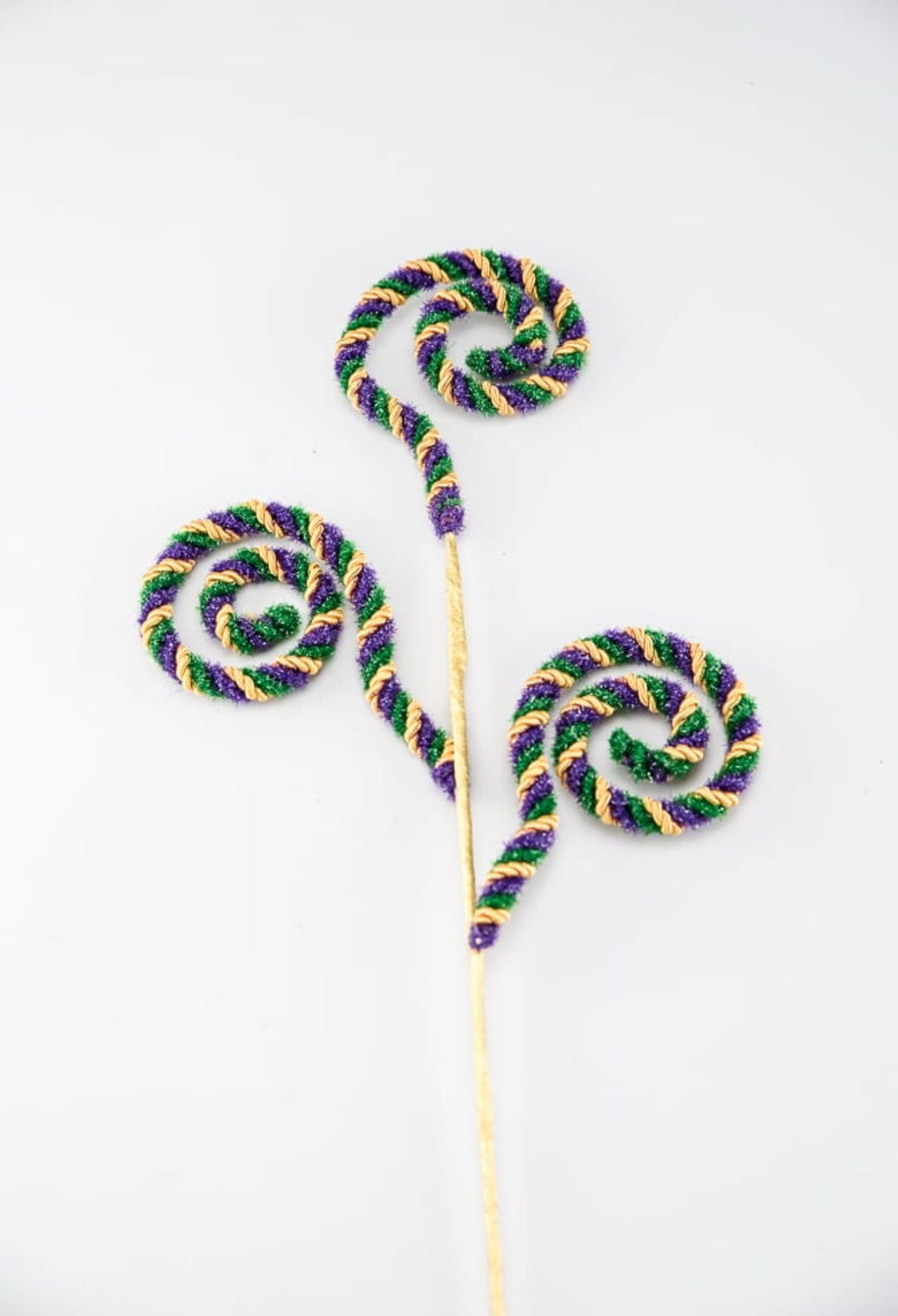 Mardi Gras Twine Stripe Spiral Curly Spray - Greenery Market63717MG