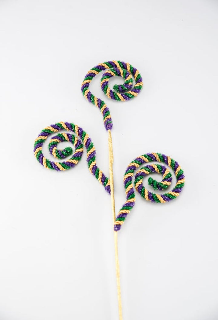 Mardi Gras Twine Stripe Spiral Curly Spray - Greenery Market63717MG