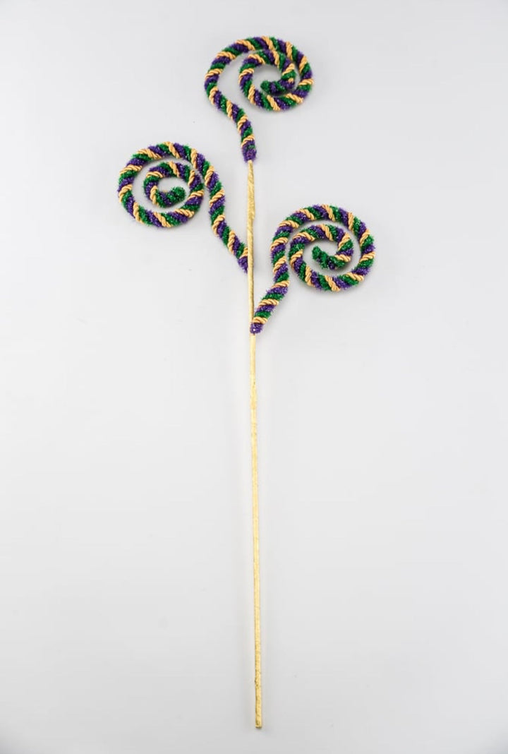 Mardi Gras Twine Stripe Spiral Curly Spray - Greenery Market63717MG
