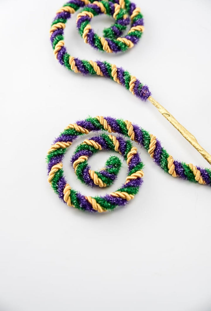 Mardi Gras Twine Stripe Spiral Curly Spray - Greenery Market63717MG