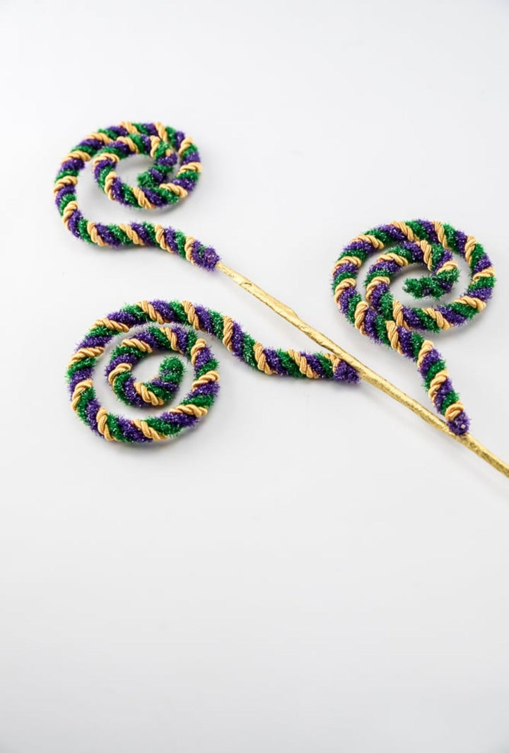 Mardi Gras Twine Stripe Spiral Curly Spray - Greenery Market63717MG