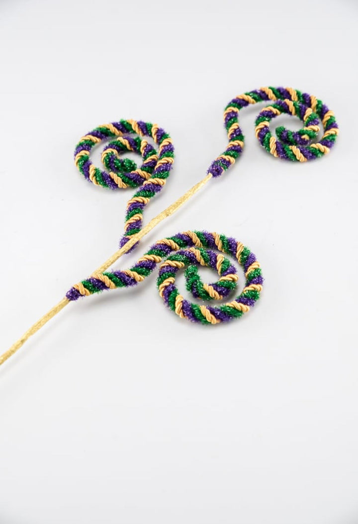 Mardi Gras Twine Stripe Spiral Curly Spray - Greenery Market63717MG