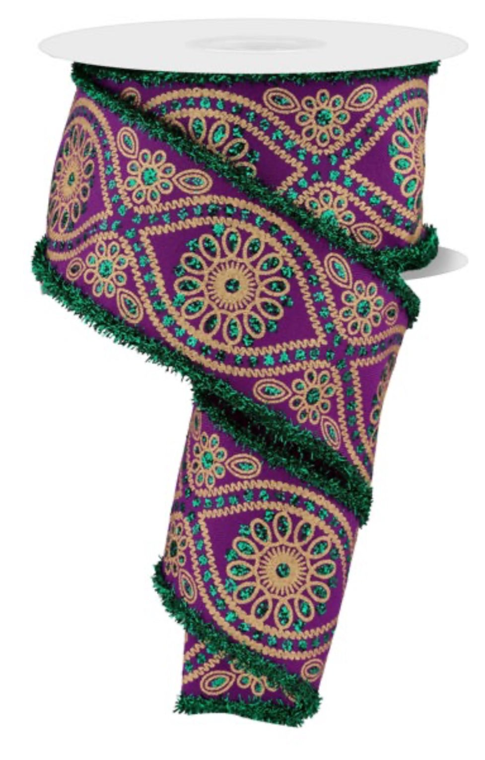 Mardi Gras wired ribbon with tinsel 2.5” - Greenery MarketWired ribbonRGC8173C8