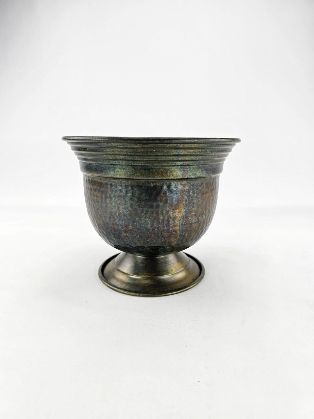 Metal compote container for floral designs - large size green patina - Greenery MarketVasesKE257234