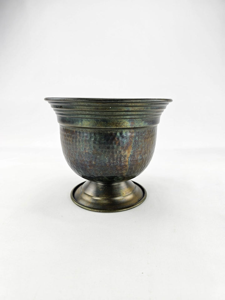 Metal compote container for floral designs - large size green patina - Greenery MarketVasesKE257234
