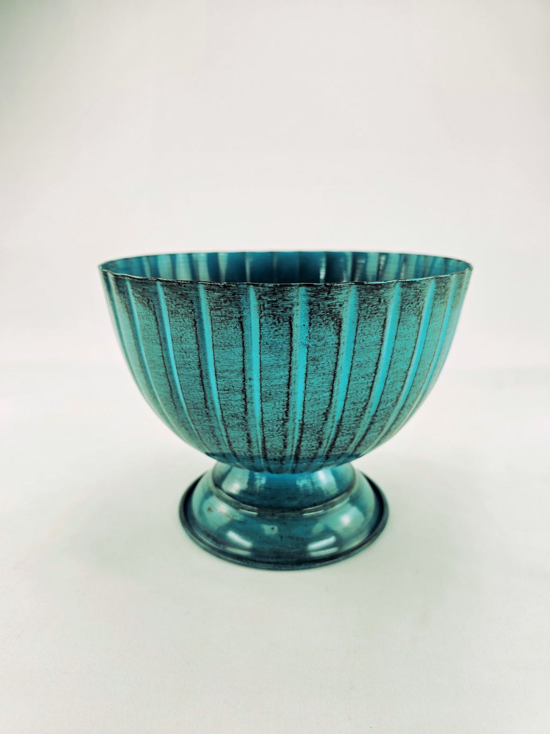 Metal compote container for floral designs - turquoise - Greenery MarketVasesKE258733