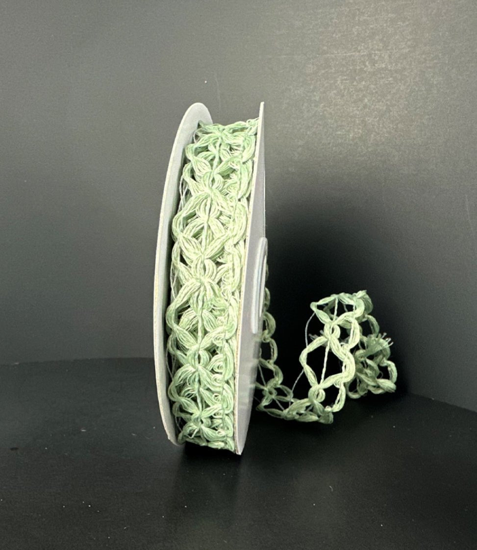 Minty jute squiggle open weave wired ribbon, 7/8" - Greenery MarketWired ribbon47506 - 05 - 06