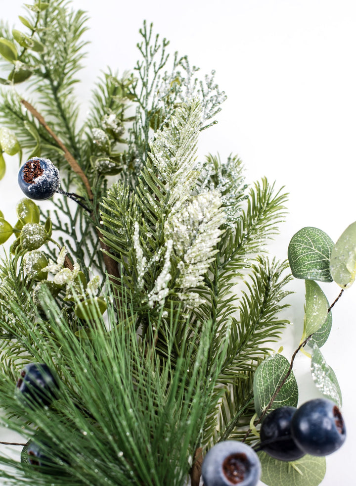Mixed, iced, pine spray with berries - Greenery Market64738
