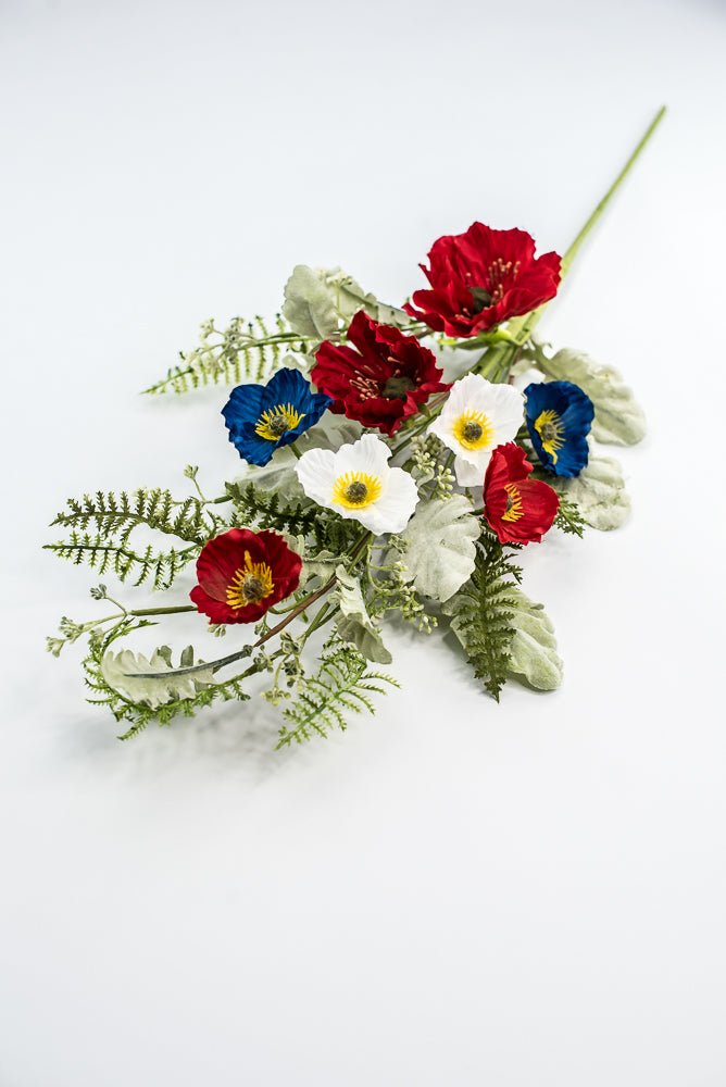Mixed Patriotic Poppy With Greenery Spray - Greenery Marketartificial flowers74204SP27