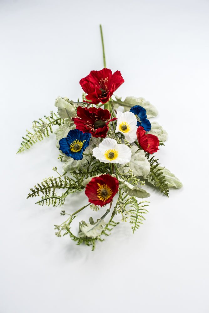 Mixed Patriotic Poppy With Greenery Spray - Greenery Marketartificial flowers74204SP27