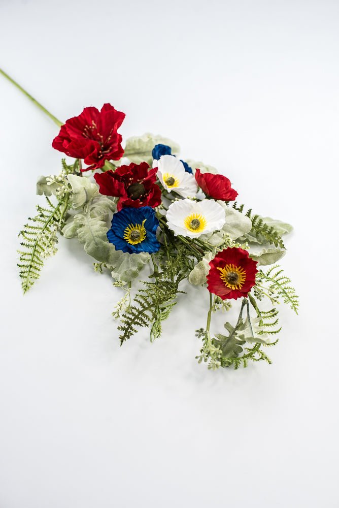 Mixed Patriotic Poppy With Greenery Spray - Greenery Marketartificial flowers74204SP27