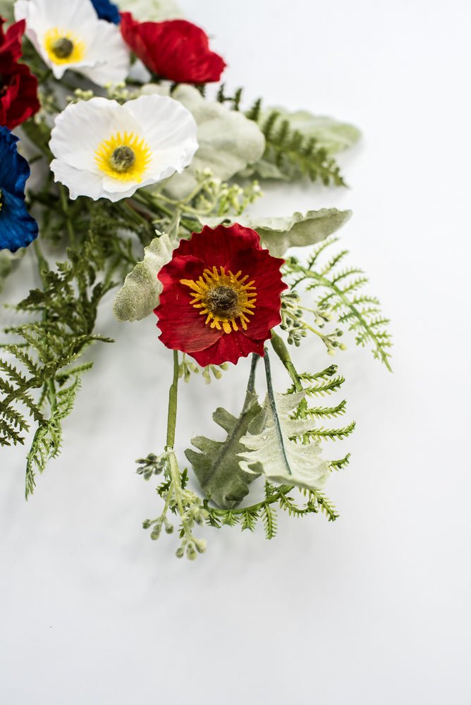 Mixed Patriotic Poppy With Greenery Spray - Greenery Marketartificial flowers74204SP27