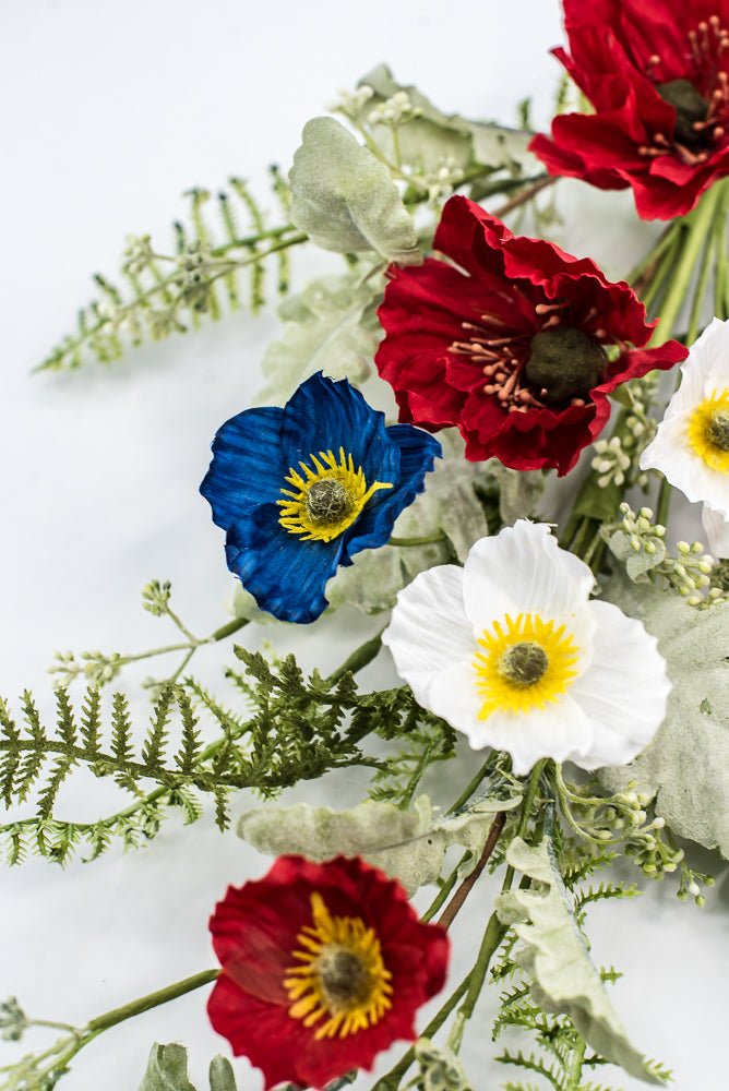 Mixed Patriotic Poppy With Greenery Spray - Greenery Marketartificial flowers74204SP27