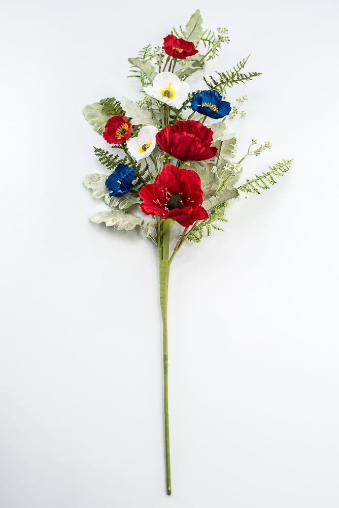 Mixed Patriotic Poppy With Greenery Spray - Greenery Marketartificial flowers74204SP27