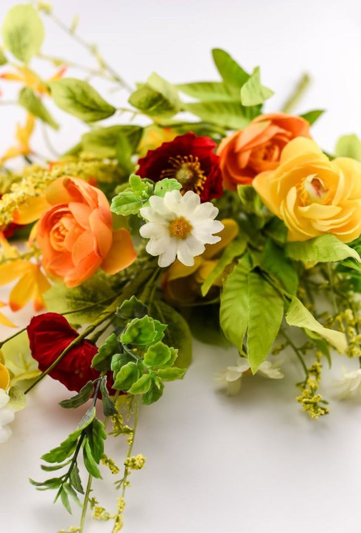 Mixed poppy flower bush - red, yellow, orange - Greenery MarketArtificial Flora40020