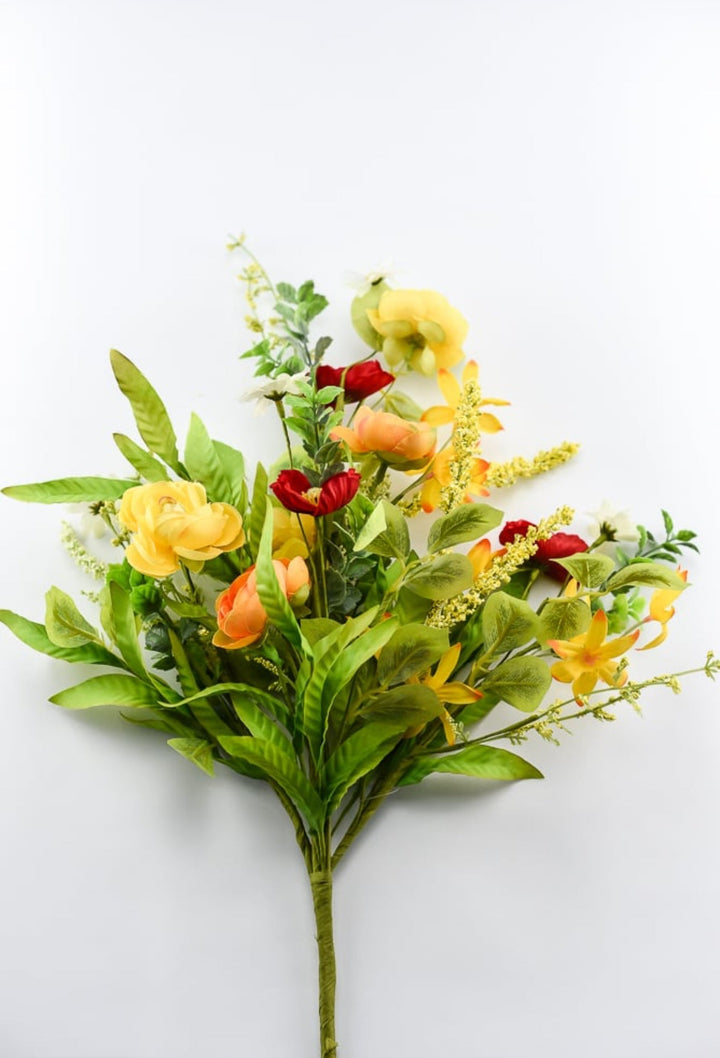 Mixed poppy flower bush - red, yellow, orange - Greenery MarketArtificial Flora40020
