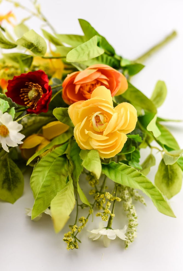 Mixed poppy flower bush - red, yellow, orange - Greenery MarketArtificial Flora40020