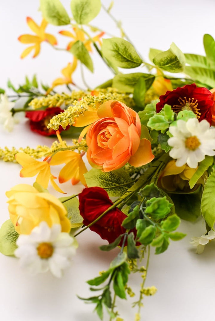 Mixed poppy flower bush - red, yellow, orange - Greenery MarketArtificial Flora40020