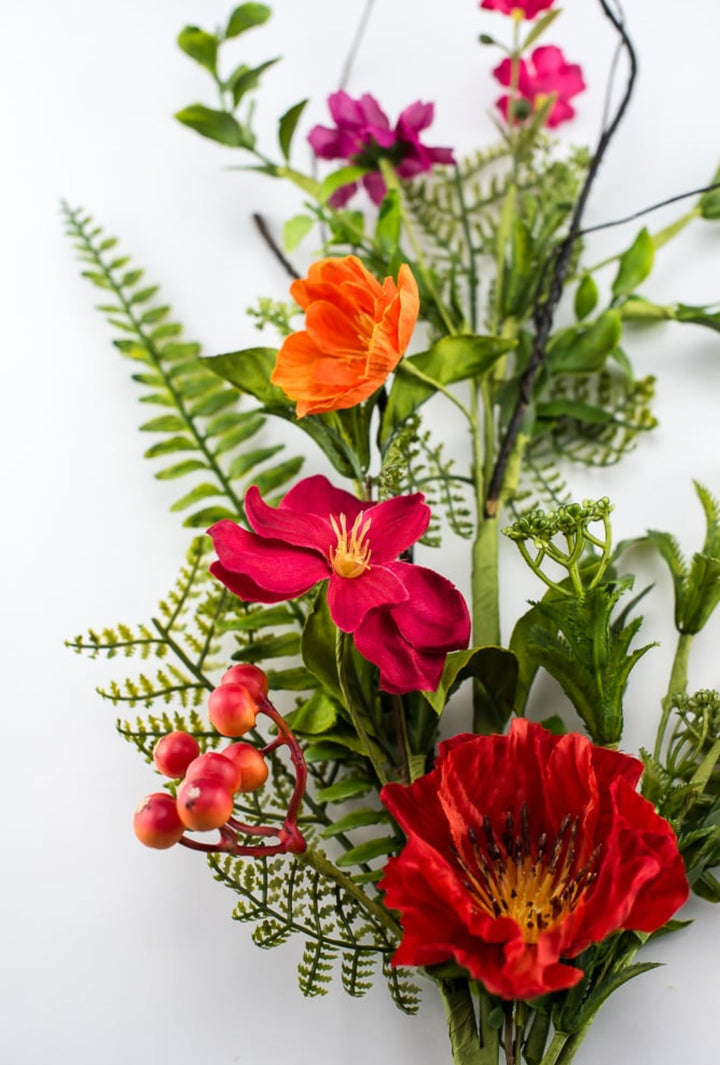 Mixed poppy flower spray - beauty pink, orange - Greenery MarketArtificial Flora63458SP28