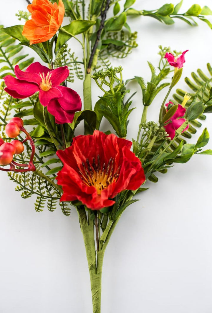 Mixed poppy flower spray - beauty pink, orange - Greenery MarketArtificial Flora63458SP28
