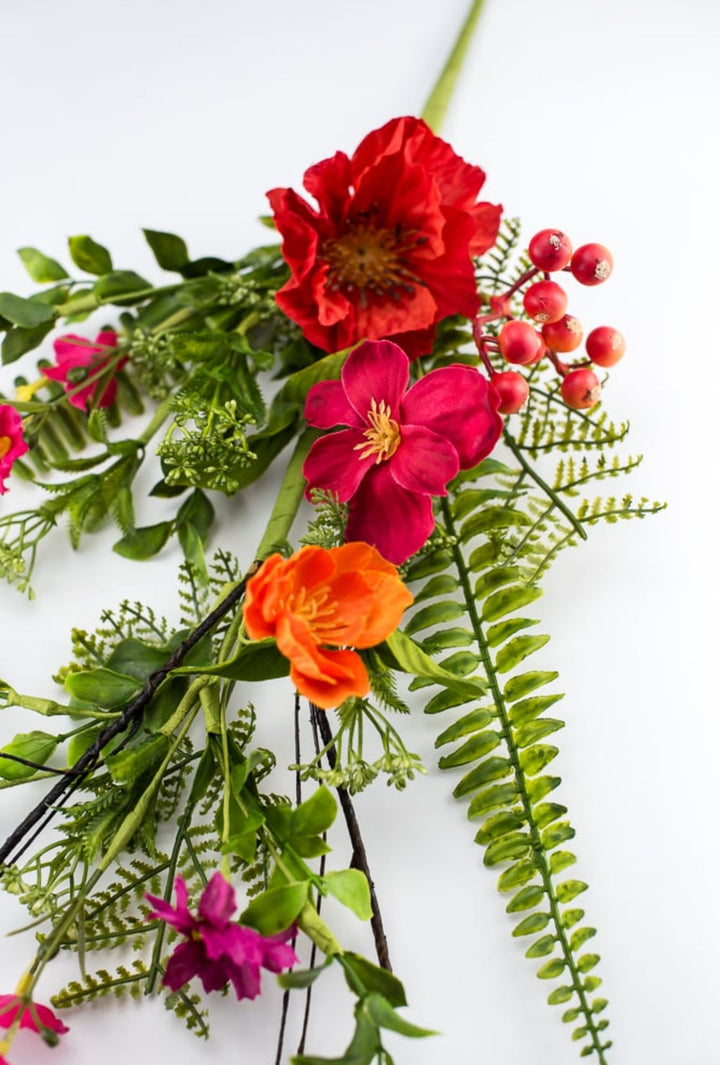 Mixed poppy flower spray - beauty pink, orange - Greenery MarketArtificial Flora63458SP28