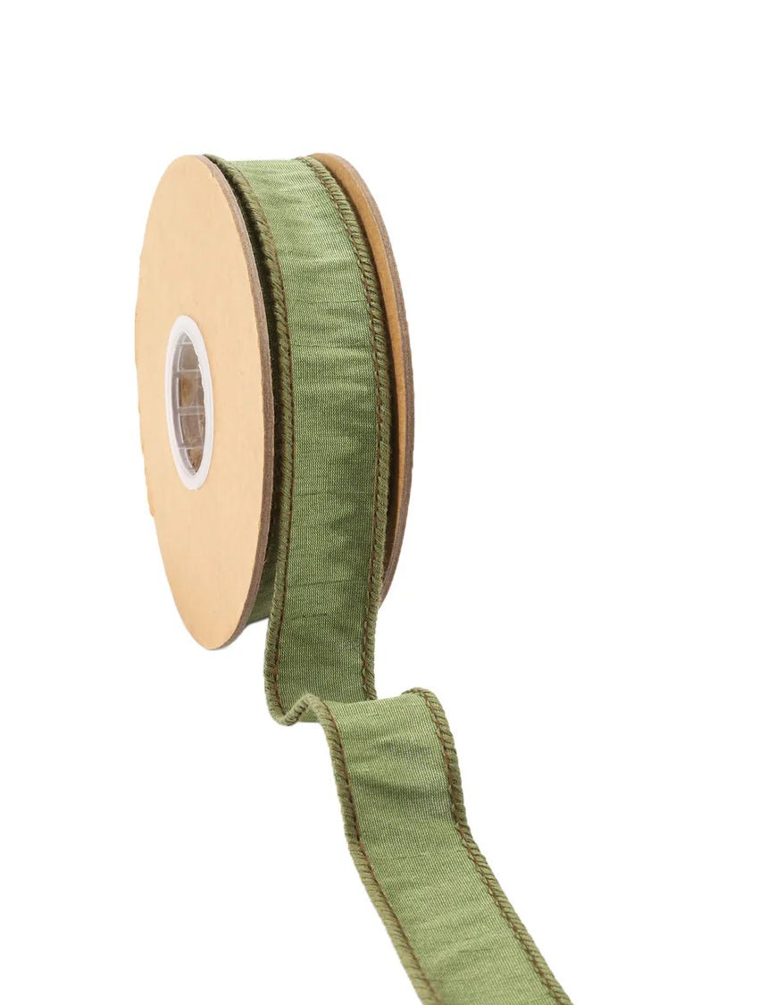 Moss Green Dupioni Wired Ribbon 1" - Greenery MarketWired ribbon9100W - 570 - 25E