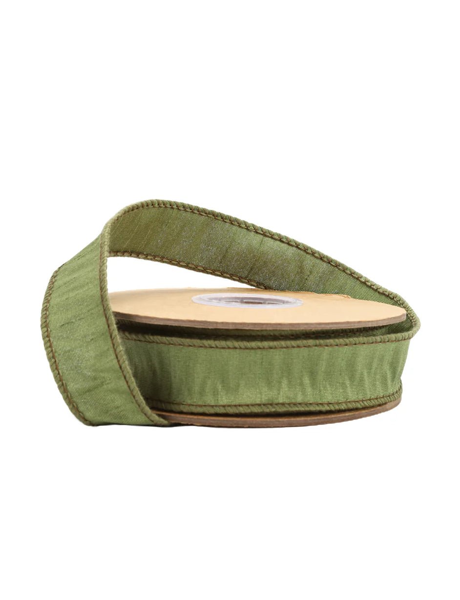 Moss Green Dupioni Wired Ribbon 1" - Greenery MarketWired ribbon9100W - 570 - 25E