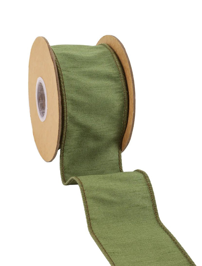 Moss Green Dupioni Wired Ribbon 2.5" - Greenery MarketWired ribbon9100W - 570 - 63E