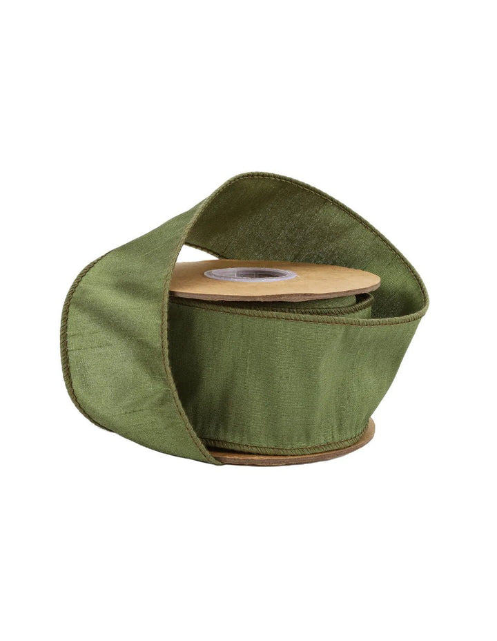 Moss Green Dupioni Wired Ribbon 2.5" - Greenery MarketWired ribbon9100W - 570 - 63E