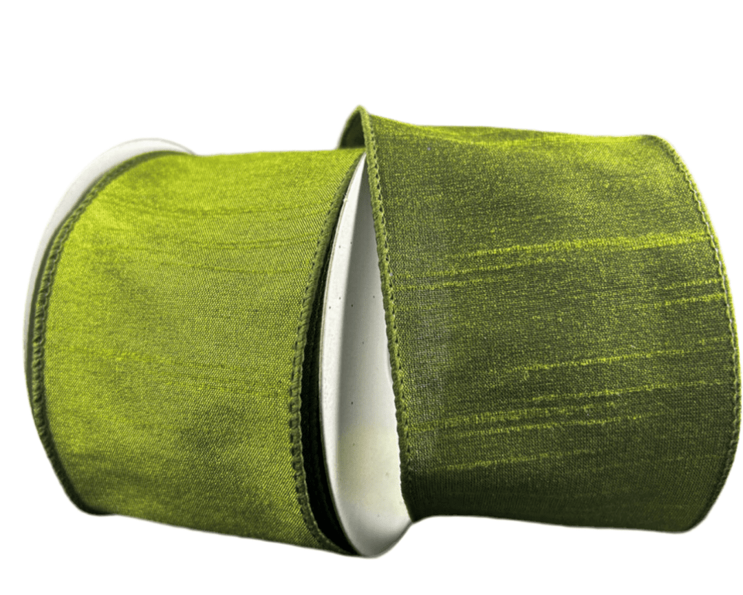 Moss green solid faux dupioni, 2.5” wired ribbon - Greenery MarketWired ribbon72434 - 40 - 08