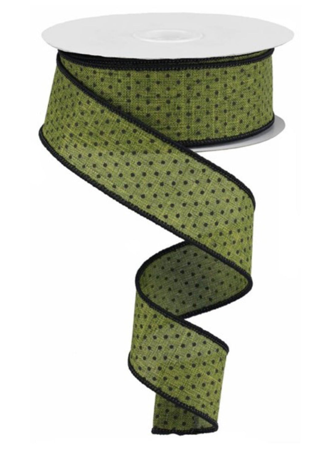 moss green with black raised dots ribbon 1.5" - Greenery MarketWired ribbonRG0168536