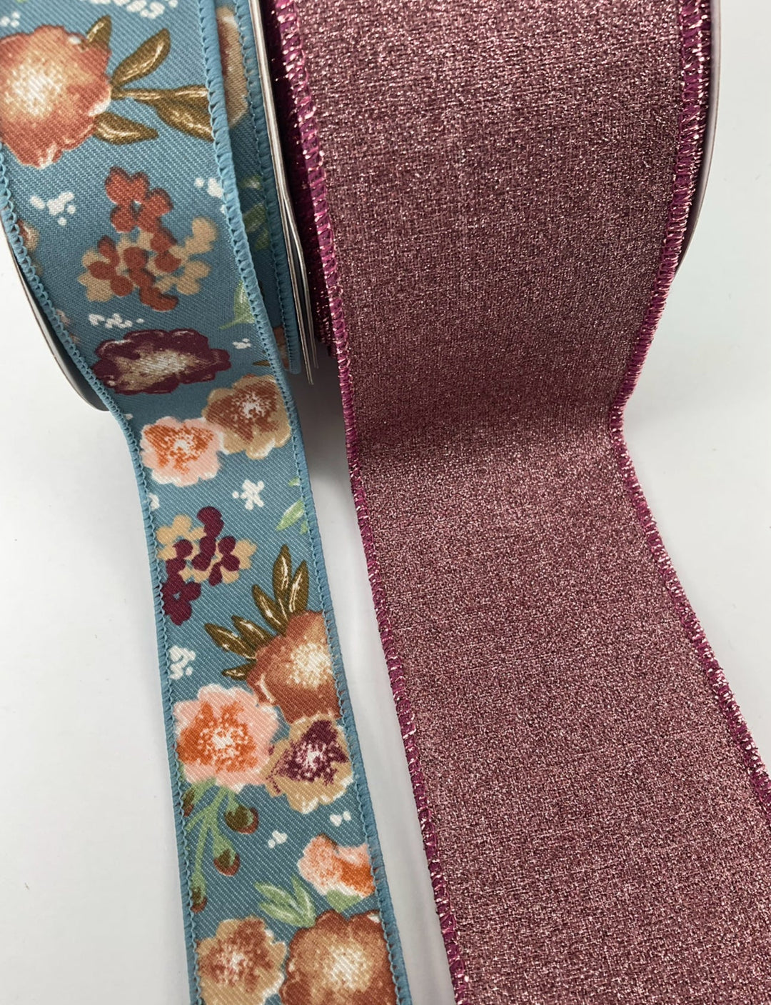 Mulberry and blue floral bow bundle x 2 ribbons - Greenery MarketRibbons & TrimMulberrybluex2
