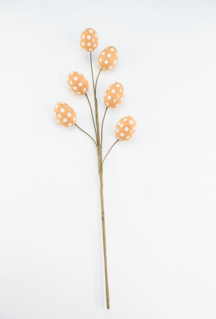 Natural and orange polkadot egg spray 63469BN - Greenery MarketSeasonal & Holiday Decorations63469BN