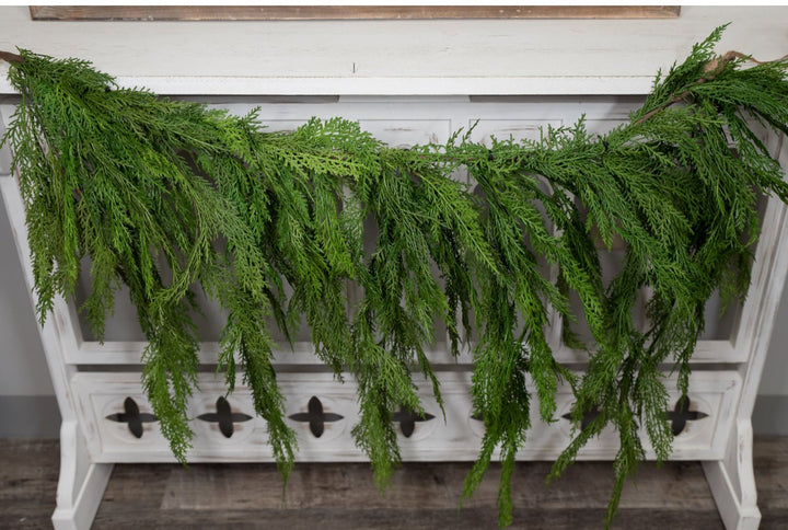 Natural touch dripping cedar garland 40” - Greenery MarketMTX73278