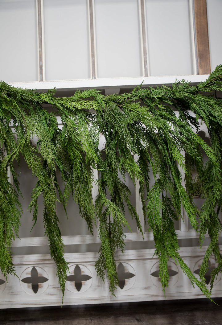 Natural touch dripping cedar garland 40” - Greenery MarketMTX73278
