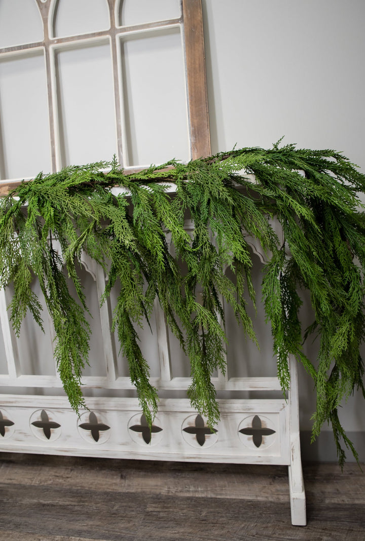 Natural touch dripping cedar garland 40” - Greenery MarketMTX73278